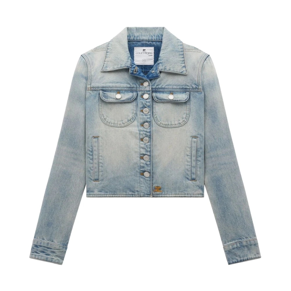 Courrèges Gewassen Denim Trucker Jack Blue Dames