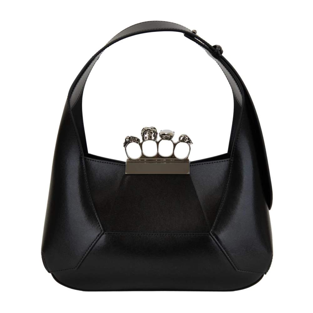 alexander mcqueen Luxe leren handtas met magnetische sluiting Black Dames
