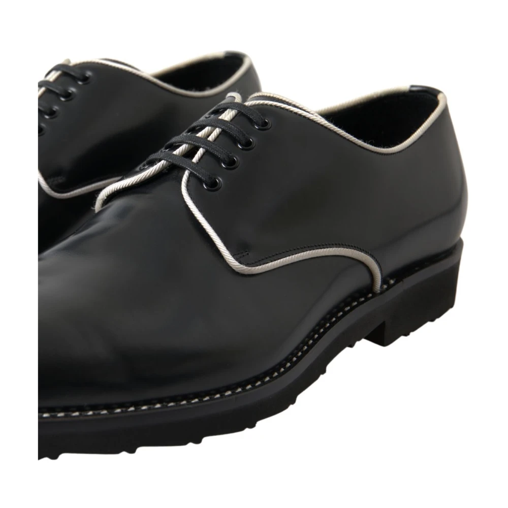 Dolce & Gabbana Zwart Wit Leren Formele Schoenen Black Heren