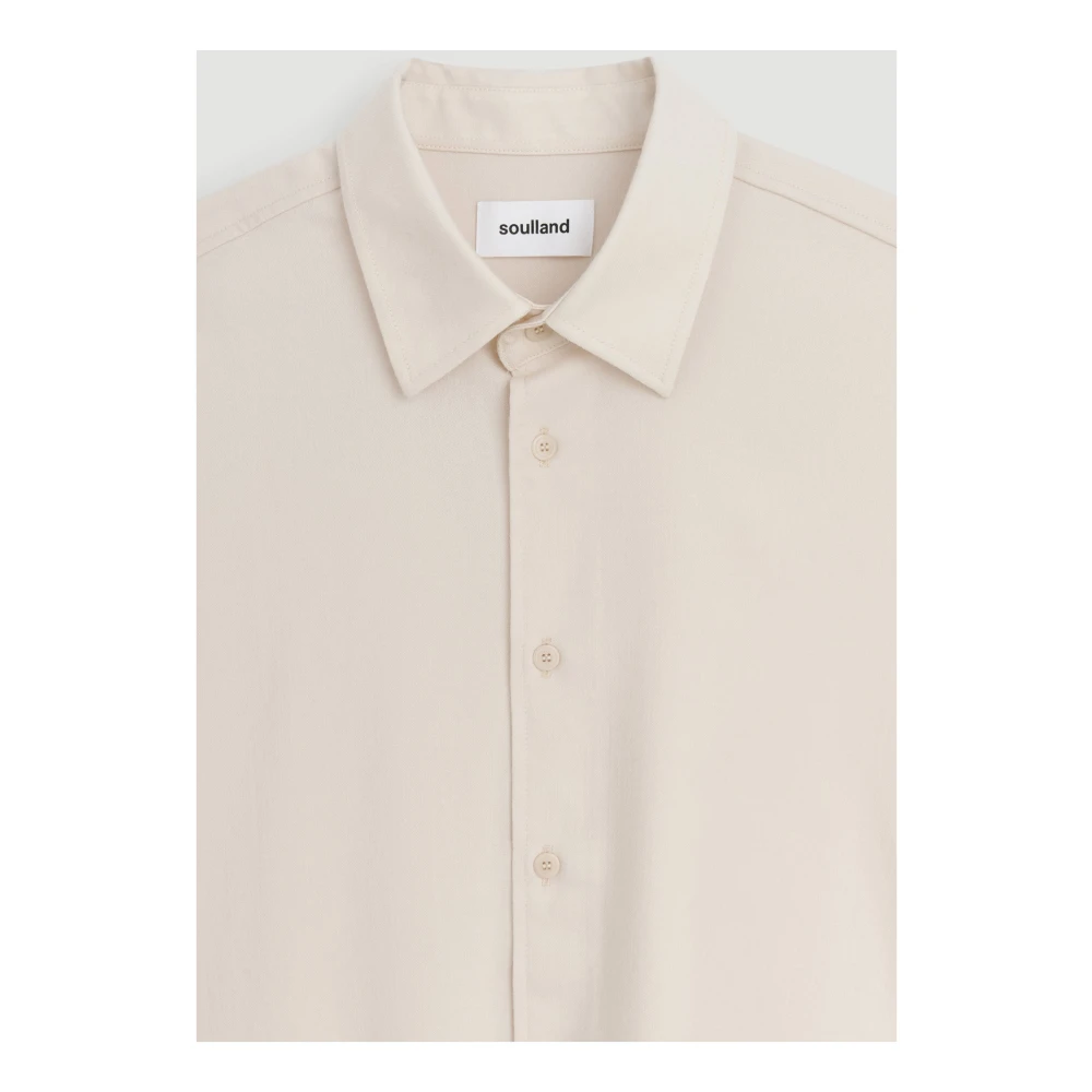 Soulland Relaxed Fit Wol Overhemd Beige Heren