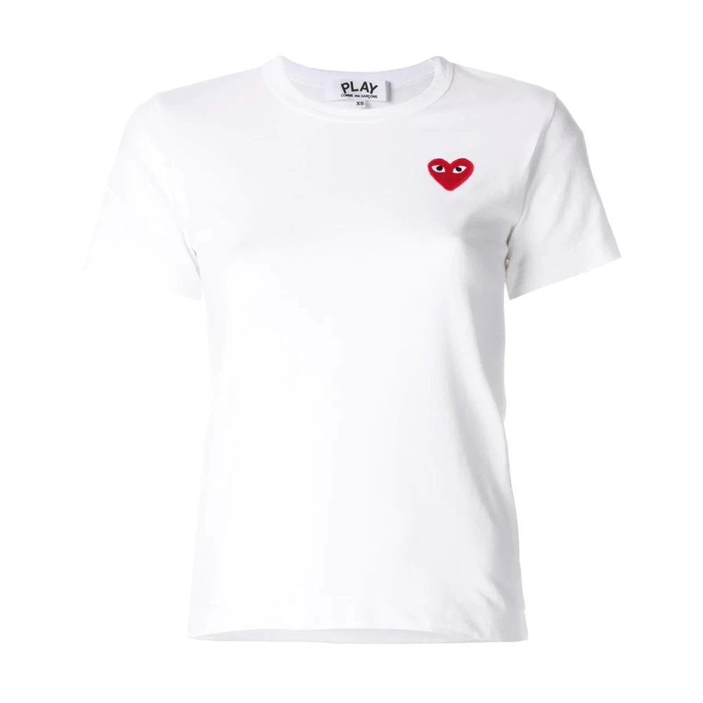 Comme des Garçons Play Geborduurd hart logo T-shirt White Dames