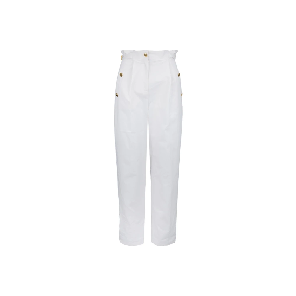 Elisabetta Franchi Gouden Detail Rits Knoop Damesbroek White Dames