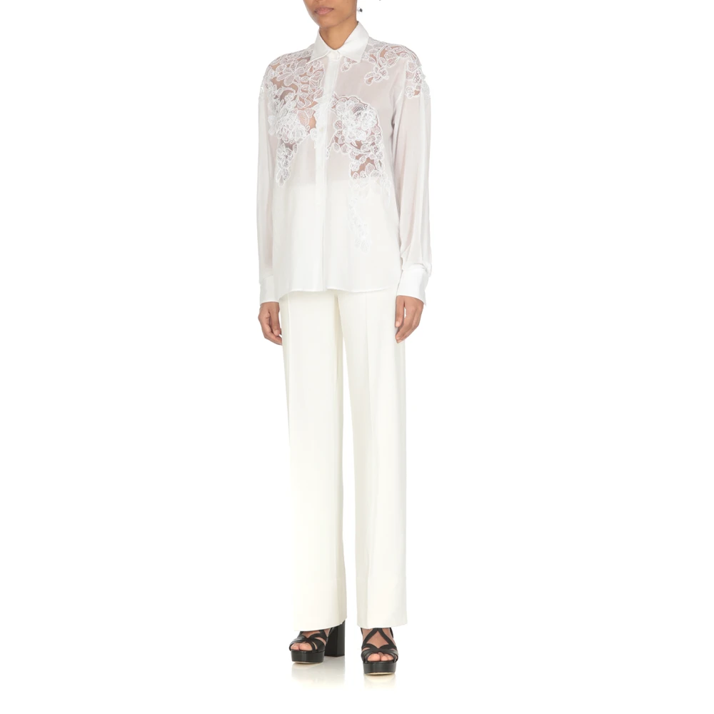 Ermanno Scervino Witte Katoenen Overhemd met Borduursels White Dames