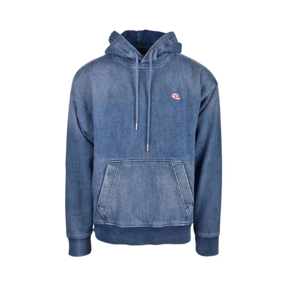 Diesel Herr Blå Sweatshirts & Hoodies L, Bomull, Capshirt Sweatshirt