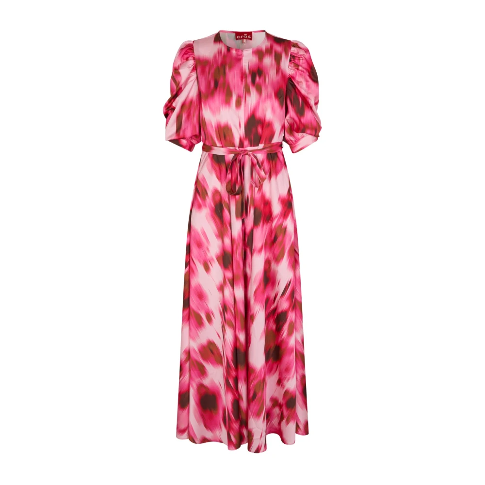 Cras Bloemen Maxi Jurk met Pofmouwen Multicolor Dames