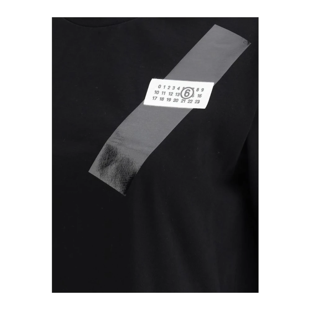 MM6 Maison Margiela Iconisch Monogram Geribbeld Katoenen T-Shirt Black Dames