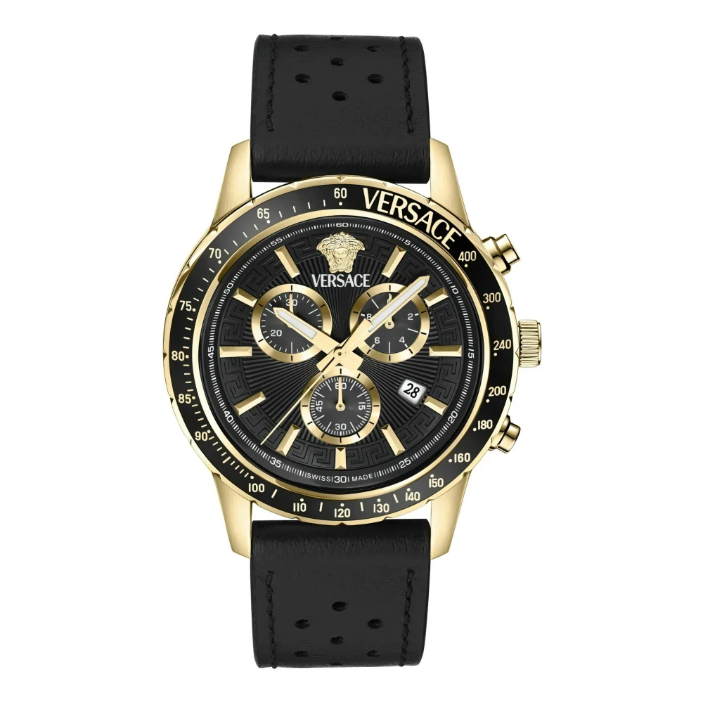 Versace VEZCA0224 Sport Chrono gold black Leather Men's Watch NEW - Image 2