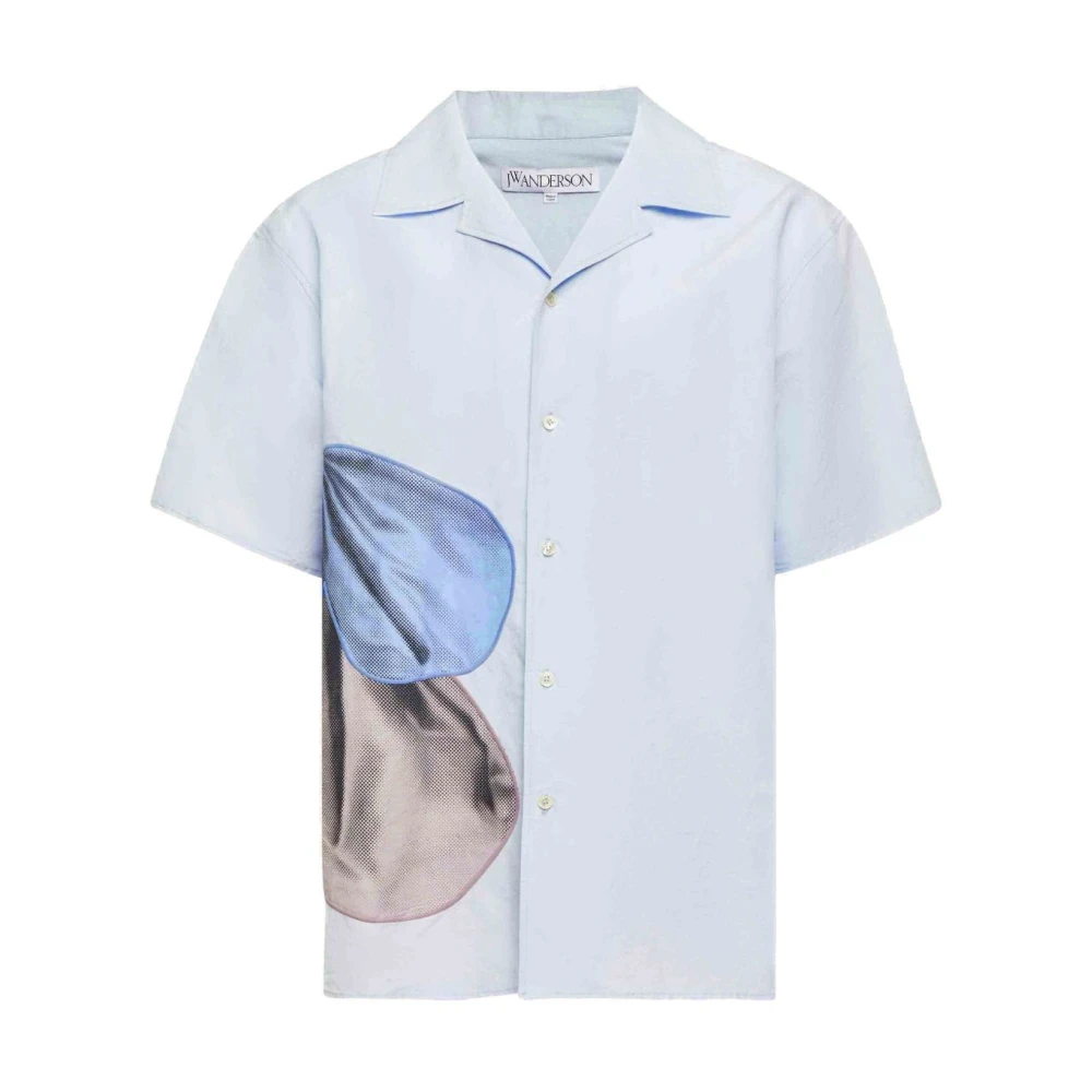 JW Anderson Grafische Print Camp Kraag Shirt Blue Heren