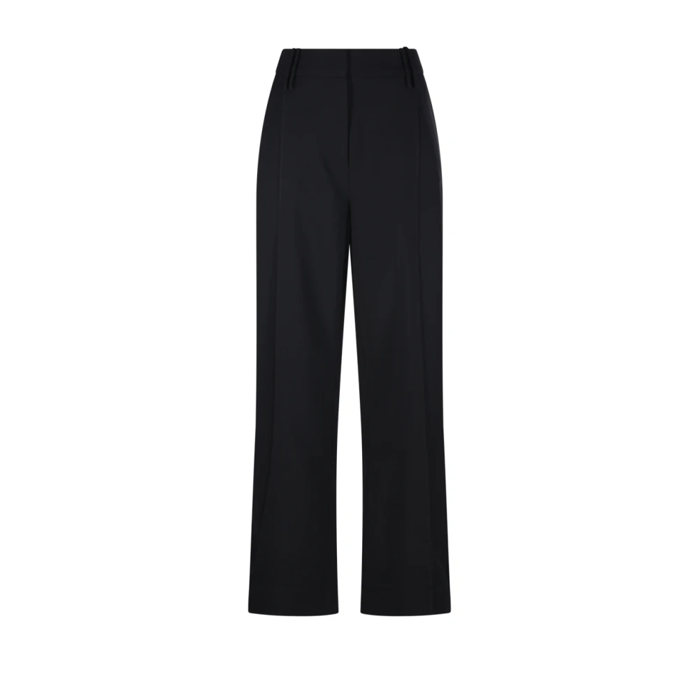 Ganni Relaxed Plooibroek in Licht Twill Black Dames