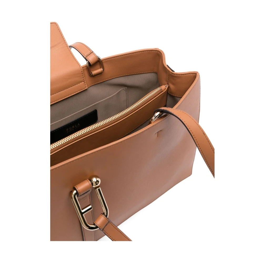 Furla Kameelbruine leren schoudertas Brown Dames