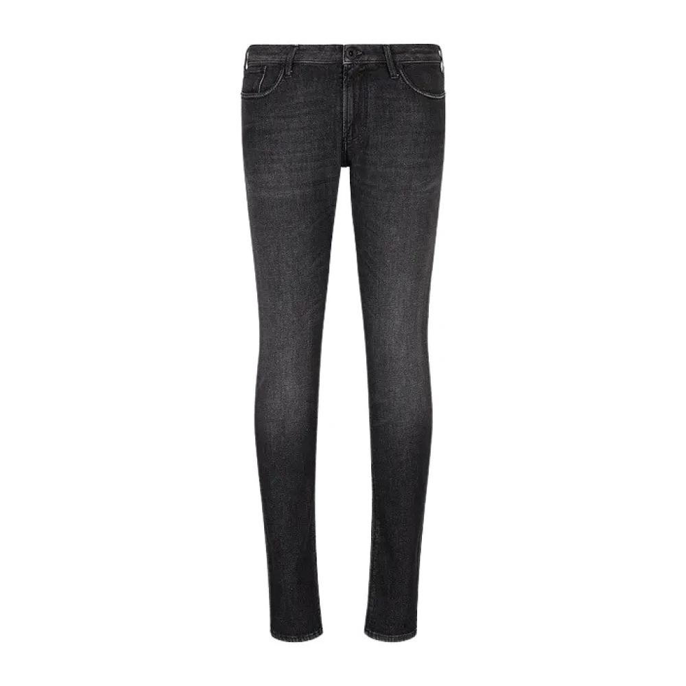 Emporio Armani Vintage Delavé Zwarte Denim Jeans Gray Heren