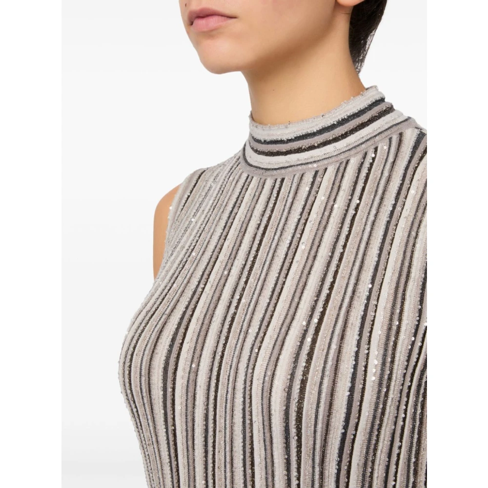 D.Exterior Gestreepte Wollen Jurk Zwart Wit Vrouwen Multicolor Dames