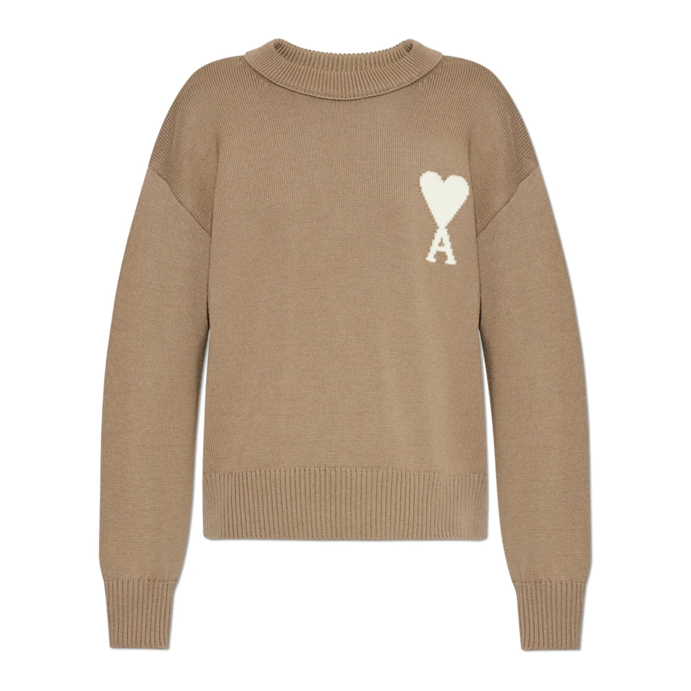 Ami Paris Vrouw Bruin De Coeur Crewneck Sweater