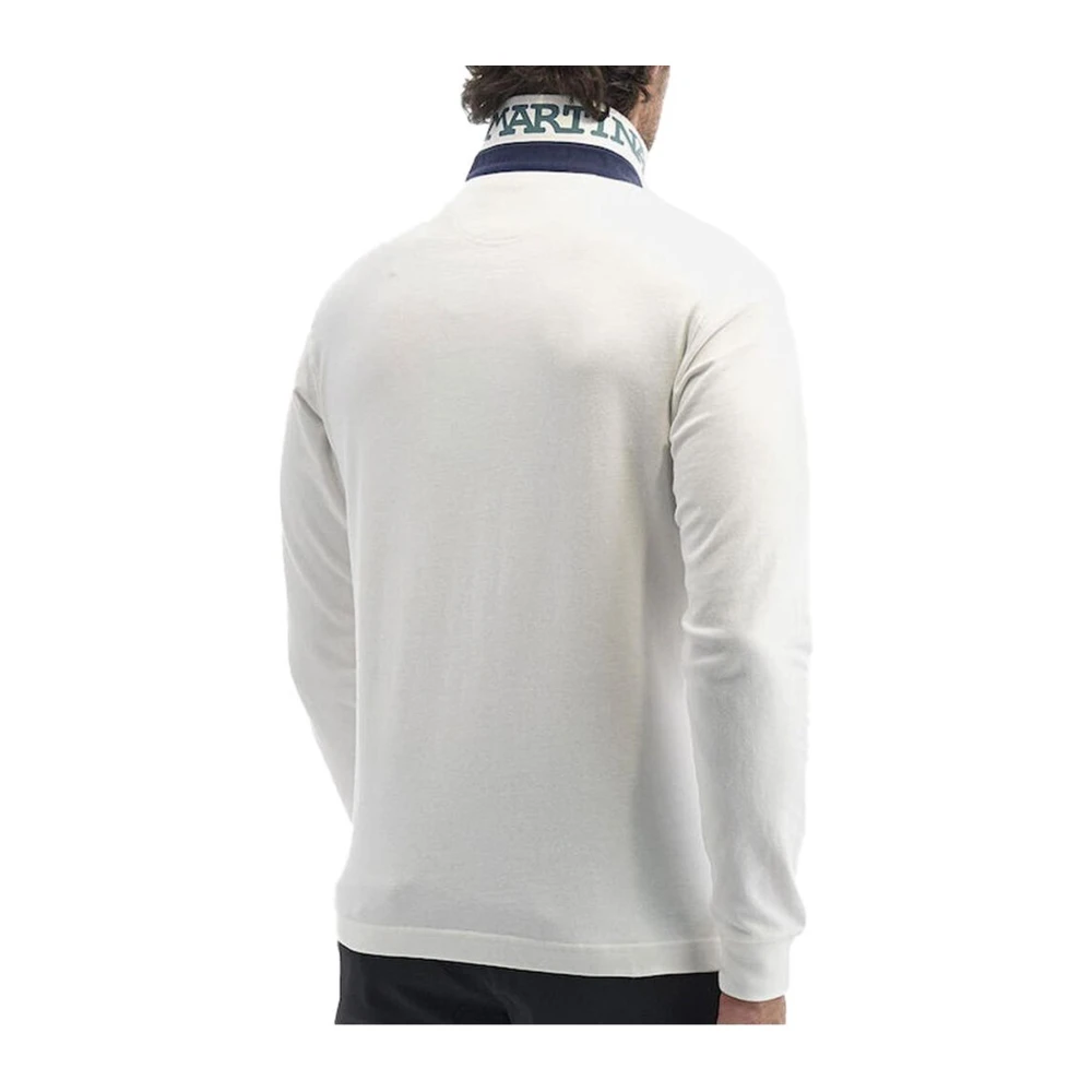 LA MARTINA Logo Geborduurd Lange Mouw Katoenen Polo White Heren
