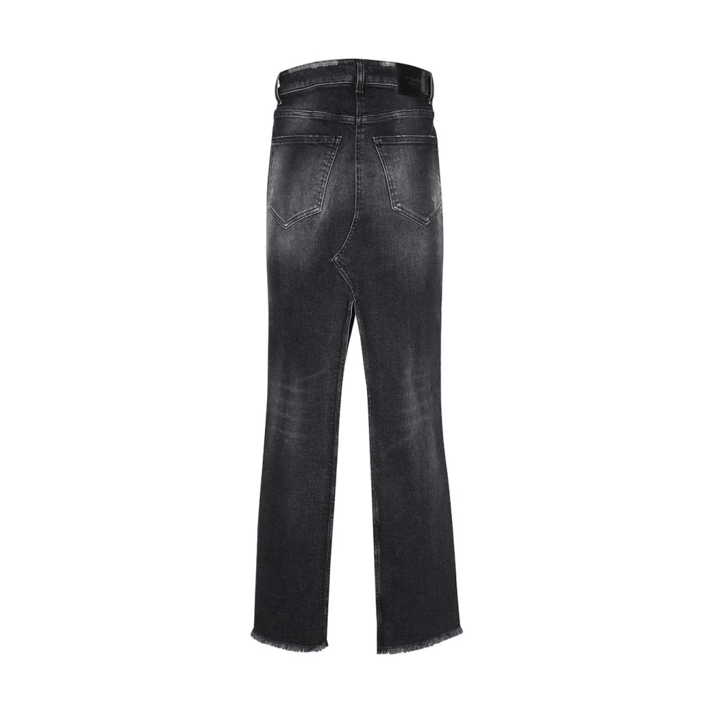Dondup Versleten Denim Lange Rok Black Dames