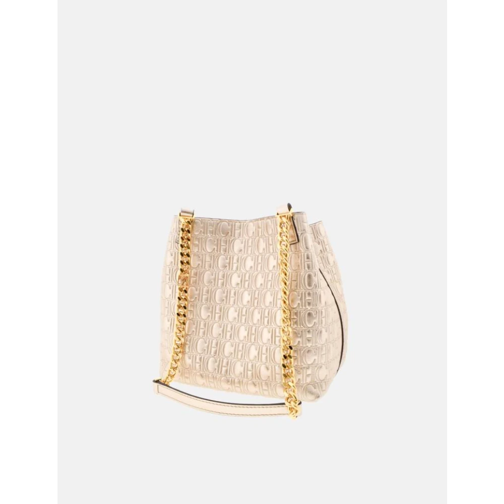 Carolina Herrera Matryoshka Chain XS Platino Tas Beige Dames