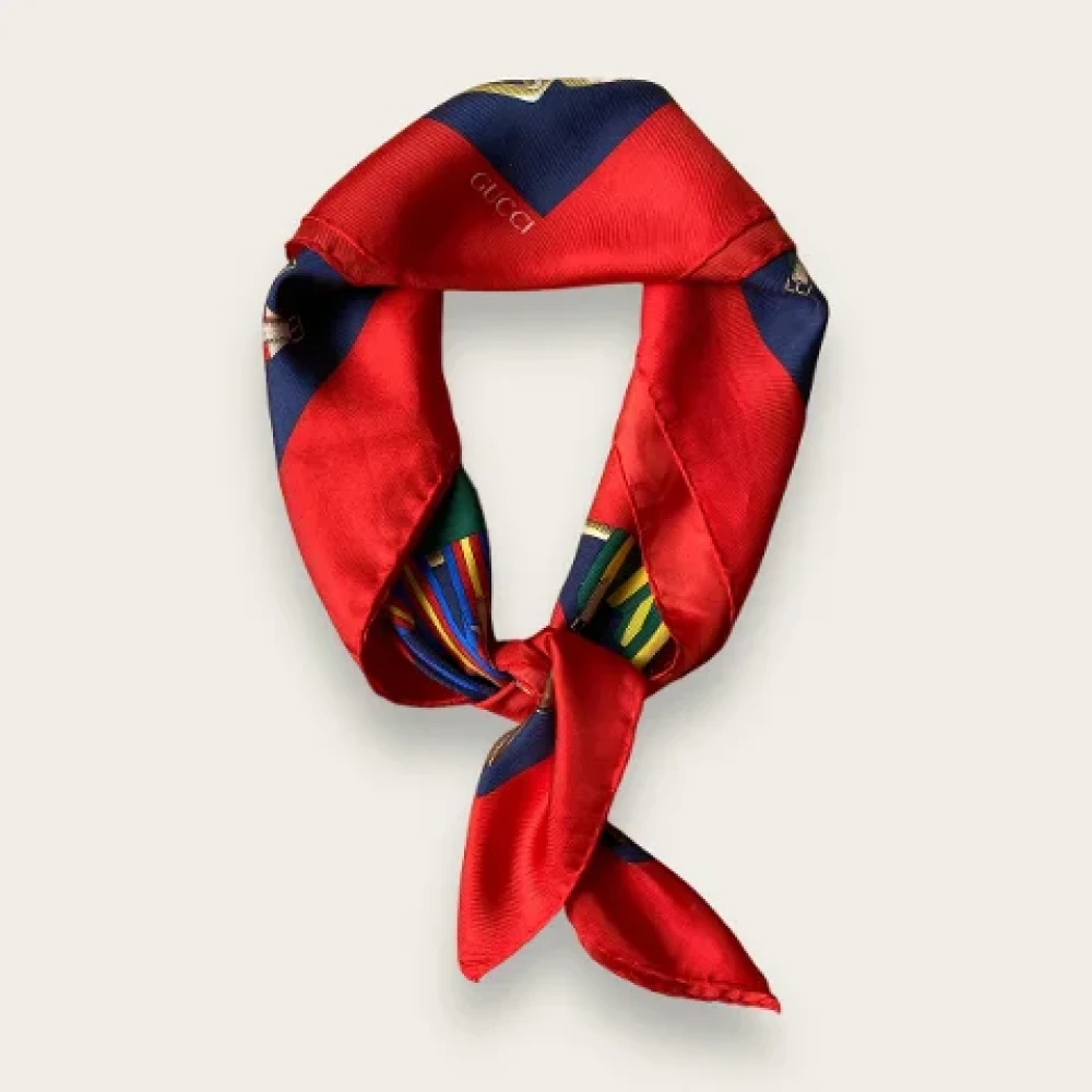 Gucci Vintage Tweedehands Rode Stoffen Gucci Sjaal Red Unisex