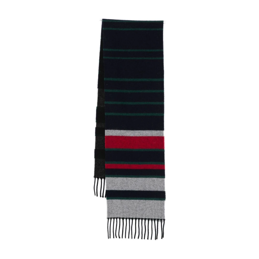 Paul Smith Mannelijk Multicolor Gestreepte Color-Block Sjaal Met Franje