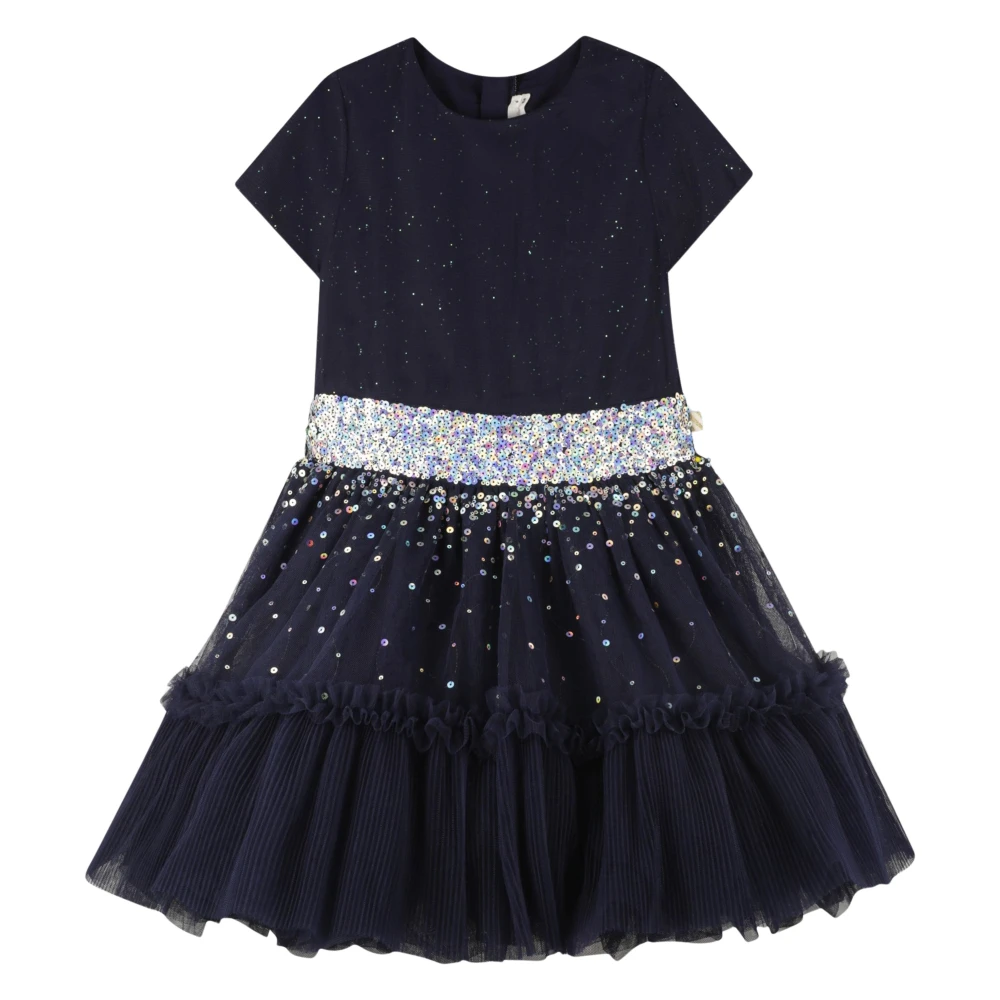 Billieblush Women's Blue Velvet And Mesh Sequin Dress