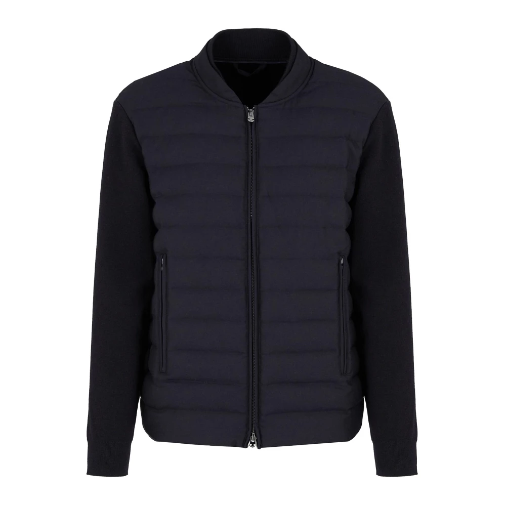 Emporio Armani Blauwe gebreide jas met gewatteerde inzet Blue Heren