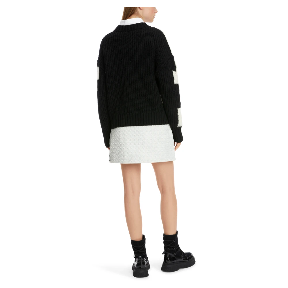 Marc Cain Geruite Wollen Trui Black Dames