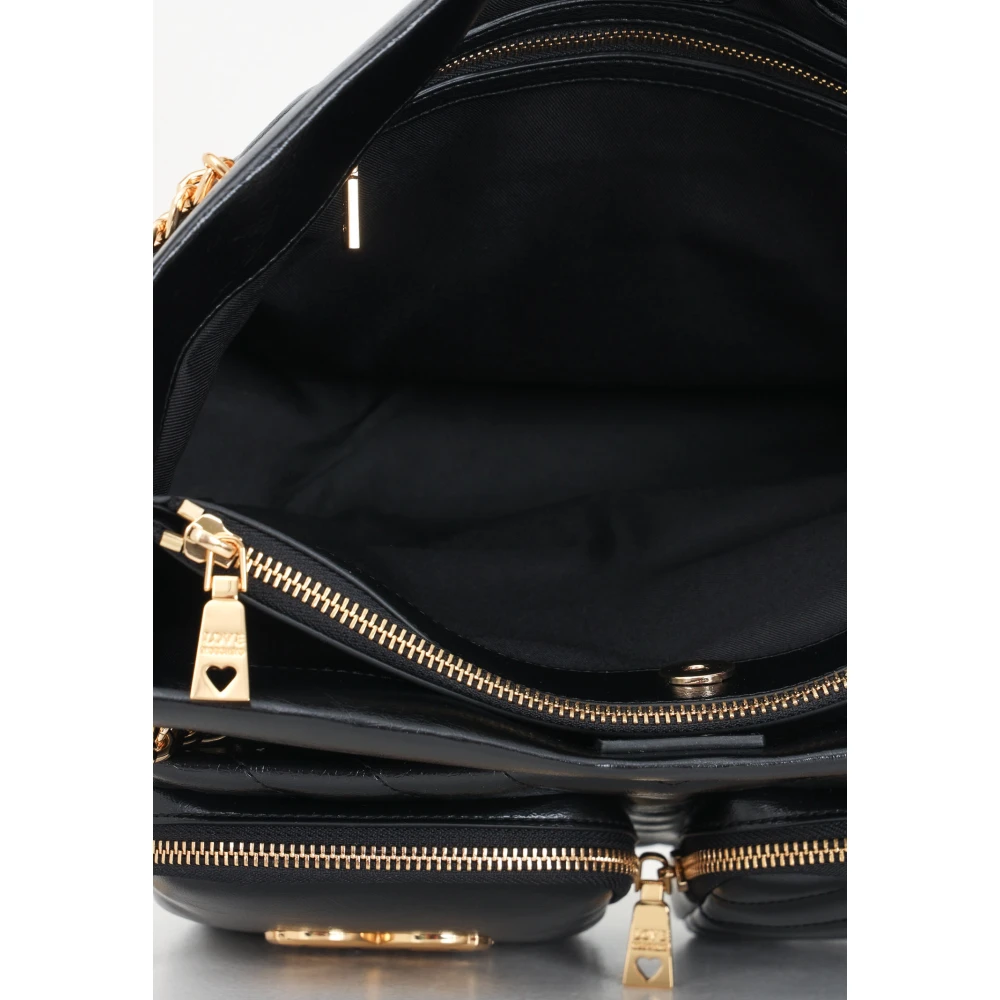 Love Moschino Zwarte Shopper Tas met Kettinghandvatten Black Dames