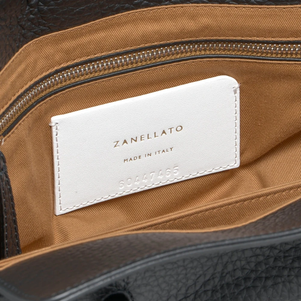 Zanellato Veelzijdige leren tas met roll-top sluiting Black Dames