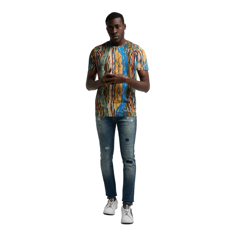 carlo colucci De Bellis Bedrukt T-Shirt Blue Heren
