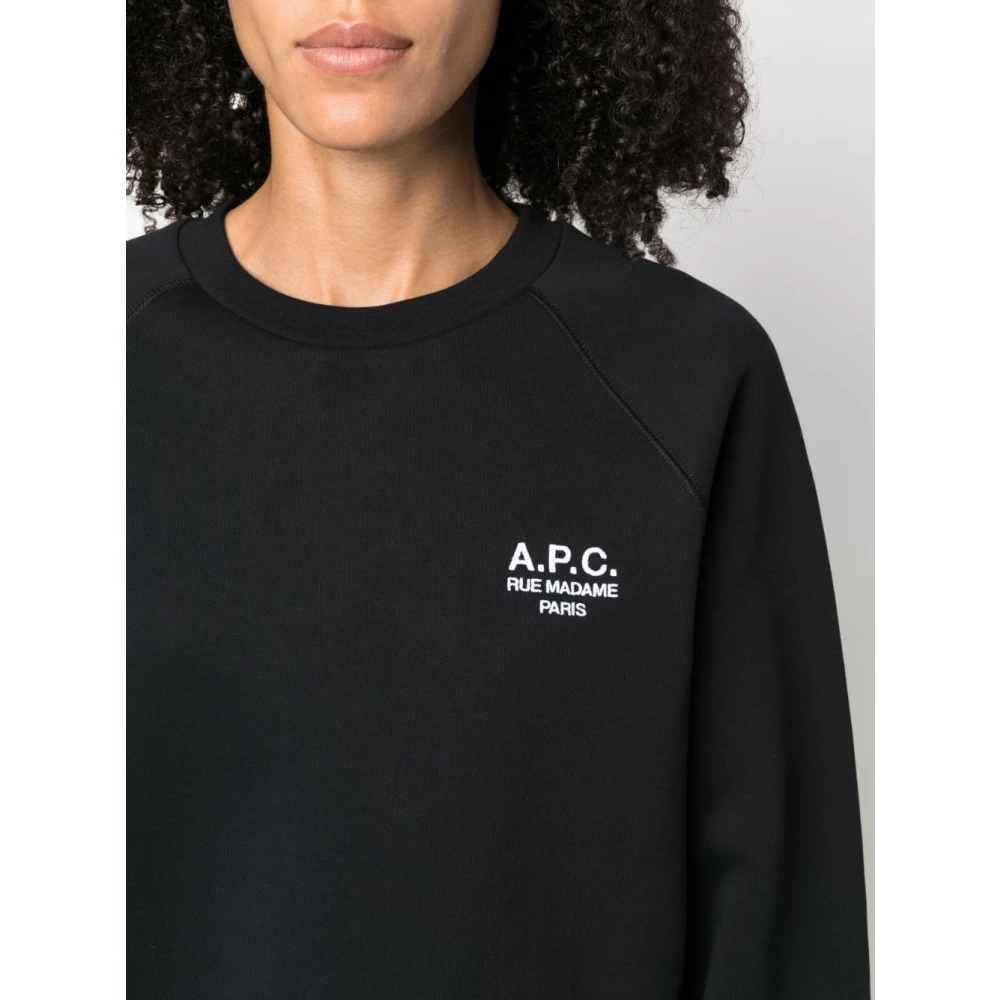A.p.c. Zwarte Katoenen Sweatshirt met Logo Black Dames