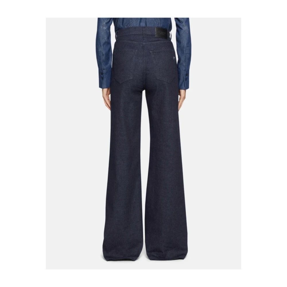 Dondup Hoge taille wijde jeans met strass Blue Dames