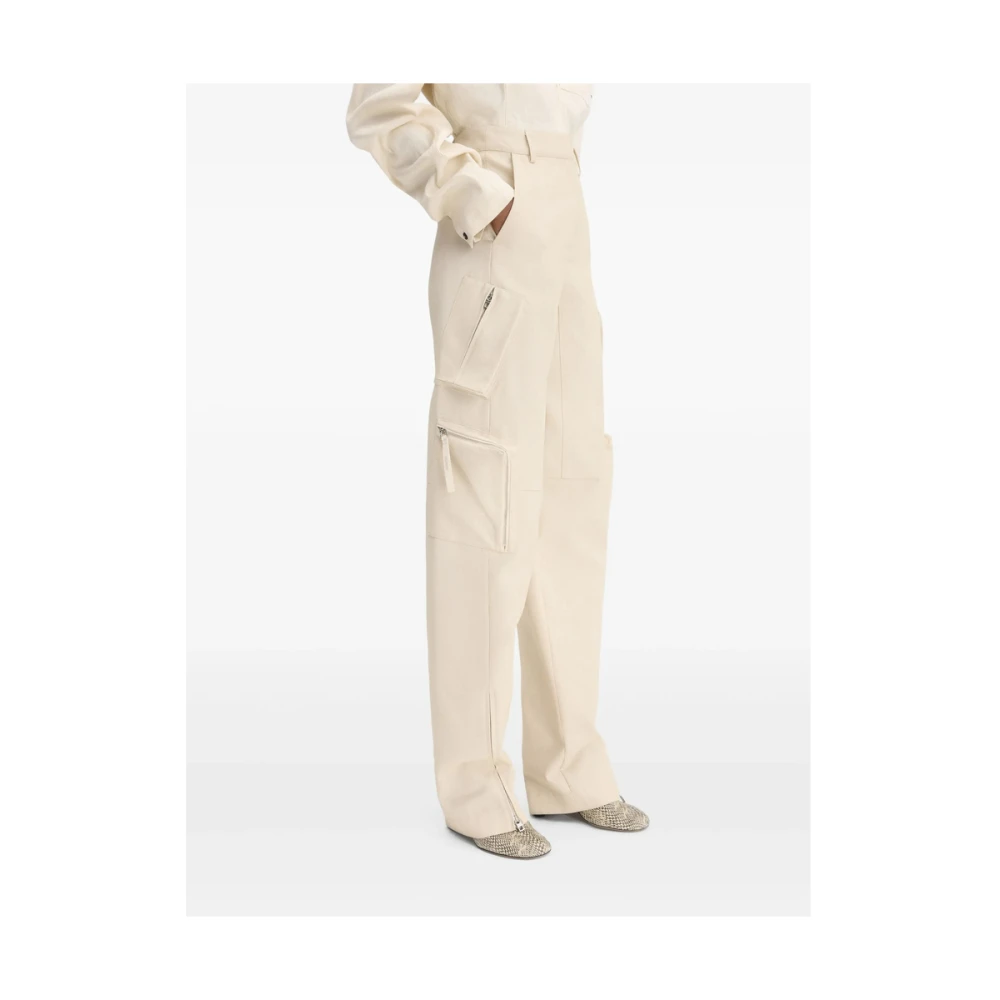 Jacquemus Beige Broek met Riem en Zakken Beige Dames