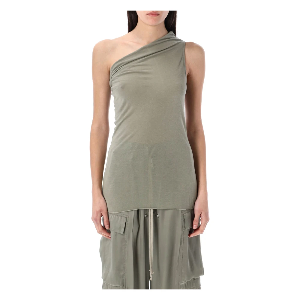 Rick Owens Asymmetrische Halslijn Celadon Topwear Ss25 Green Dames