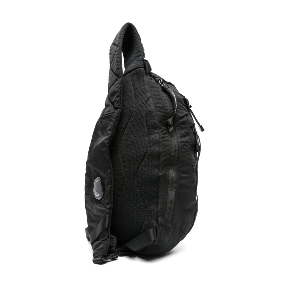 C.P. Company Nylon Schoudertas met Mesh Detail Black Heren