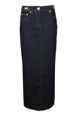 JDY - Gonna a tubino in denim blu medio a vita bassa