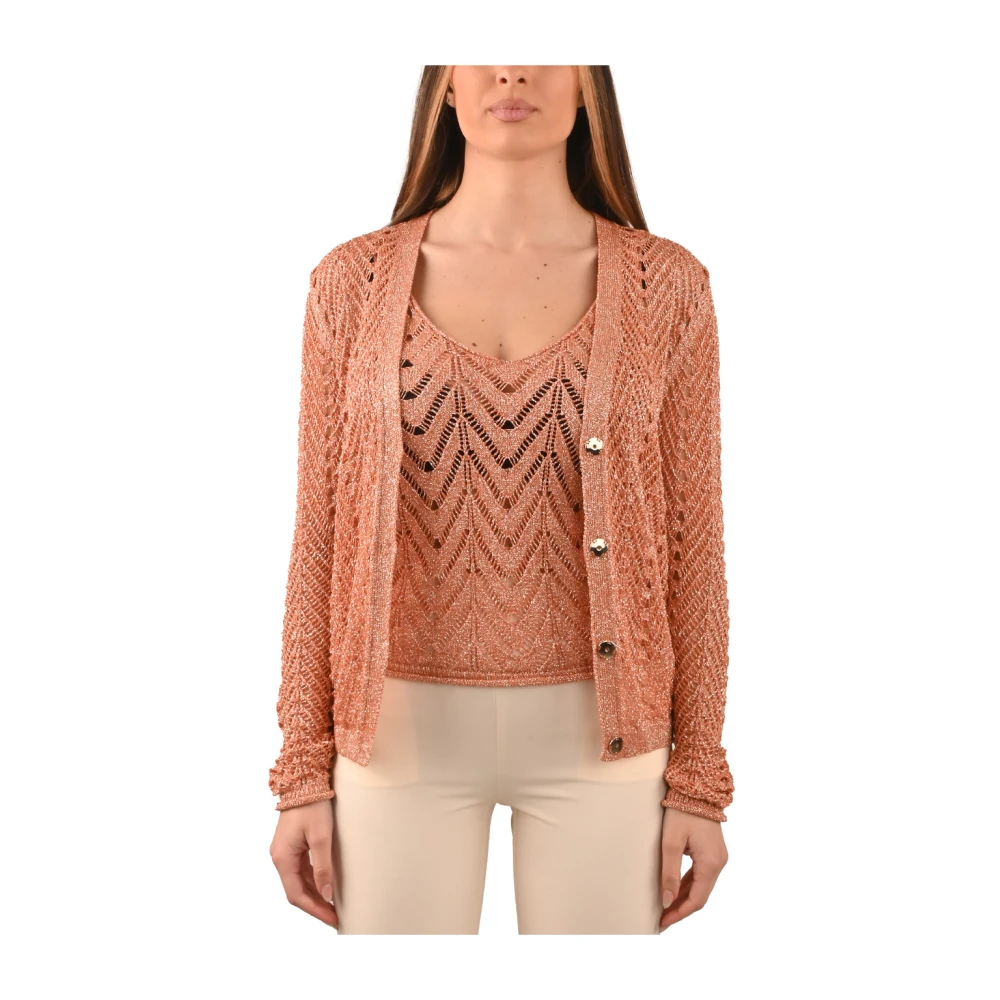 Twinset Oranje Lurex Gebreide kleding en Sweaters Brown Dames