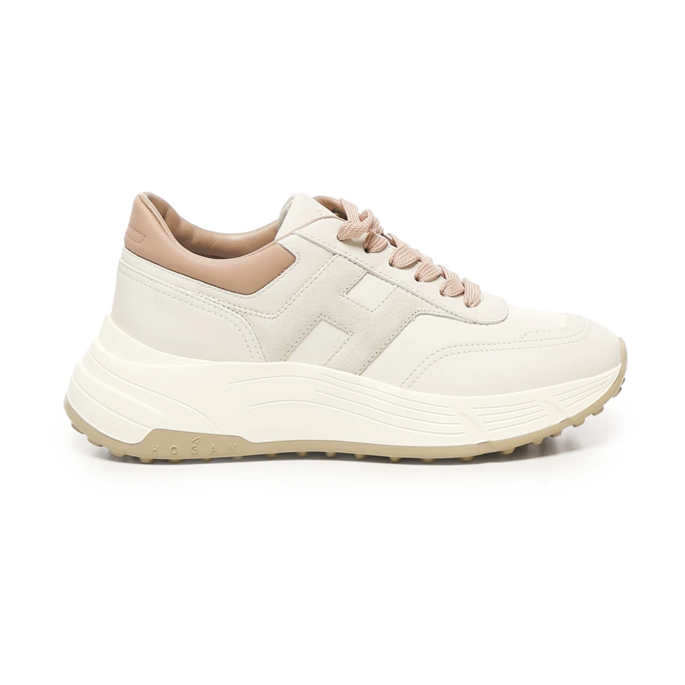 Hogan Leren Sneakers met Geheugenschuim Dames Schoenen Beige