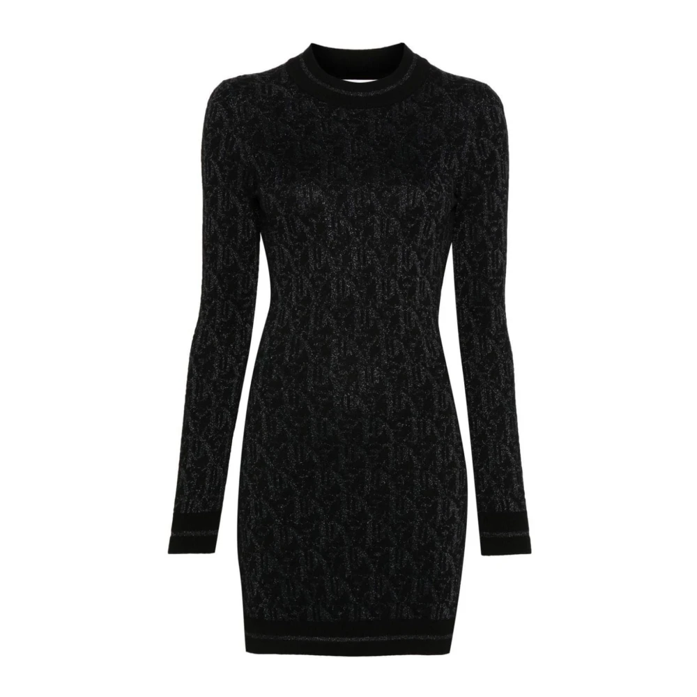 Palm Angels Donna Nero Monogram Knit Mini Dress