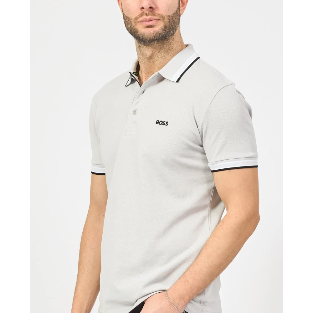 Hugo Boss Polo shirt met contrastbies Gray Heren