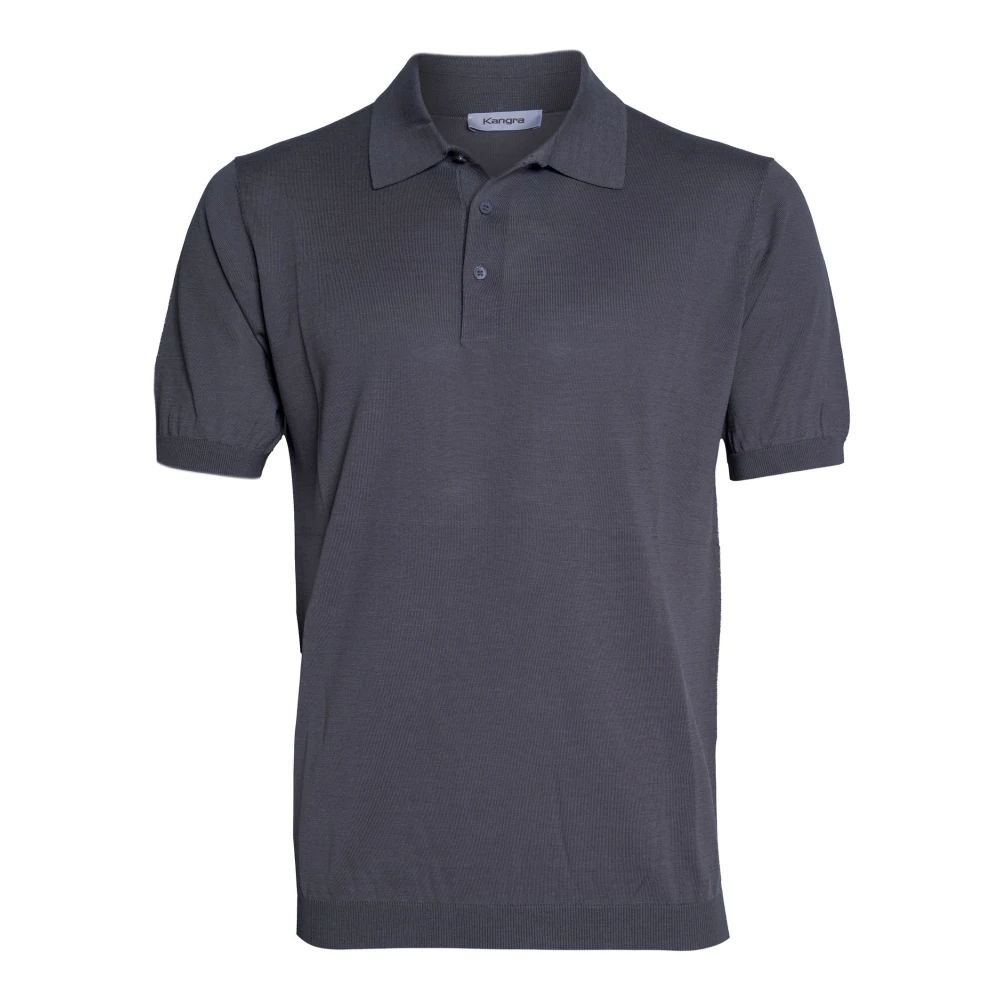 Kangra Gray Polo Shirts, Male, Xl, Silk And Cotton Polo