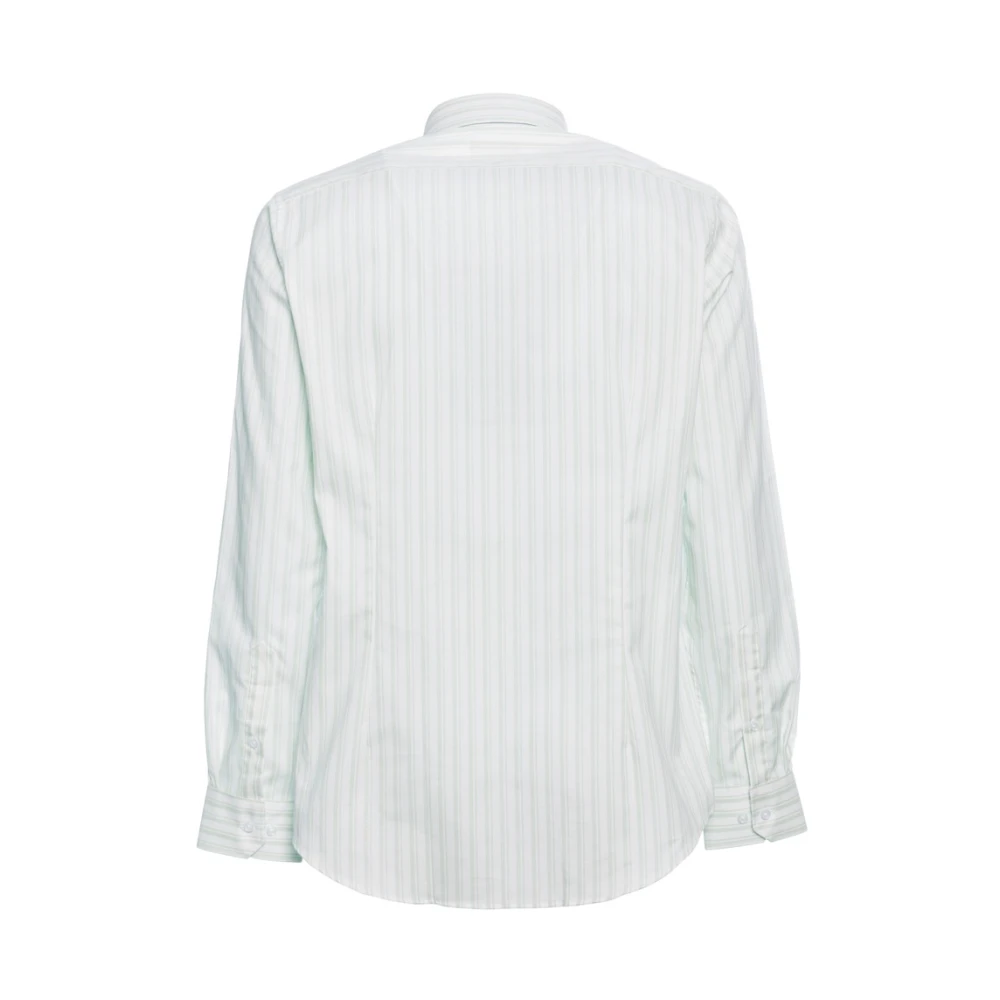 Michael Kors Gestreept Slim Fit Overhemd met Revers Kraag White Heren