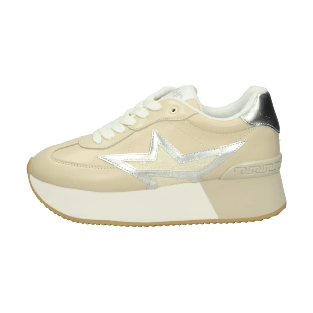 Liu Jo Lage leren sneakers Dames Schoenen Beige