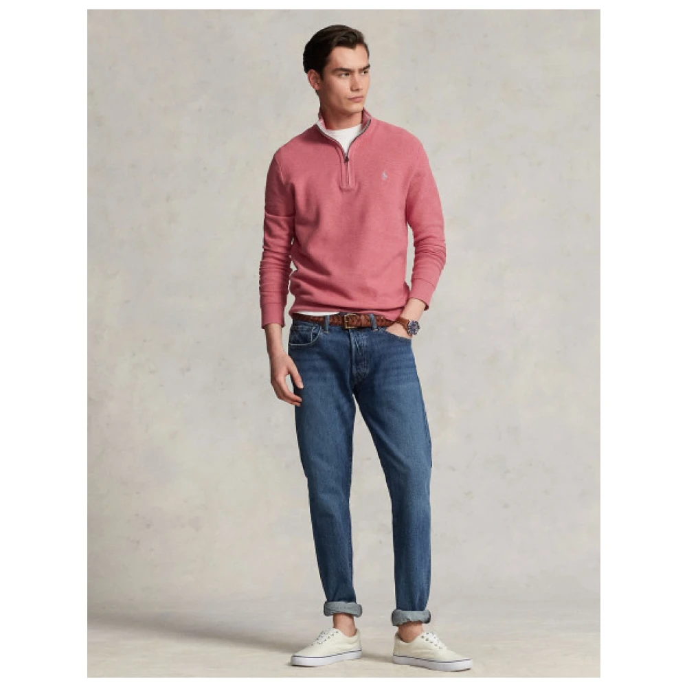 Polo Ralph Lauren Half-Zip Sweater met Honingraatstructuur Red Heren