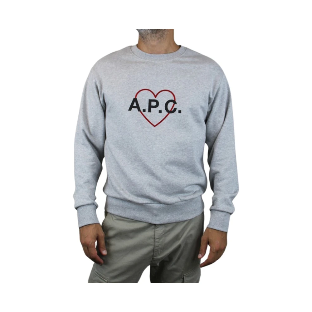 A.p.c. APC Paris Jersey Sweater Grijze Ronde Hals Blue Heren