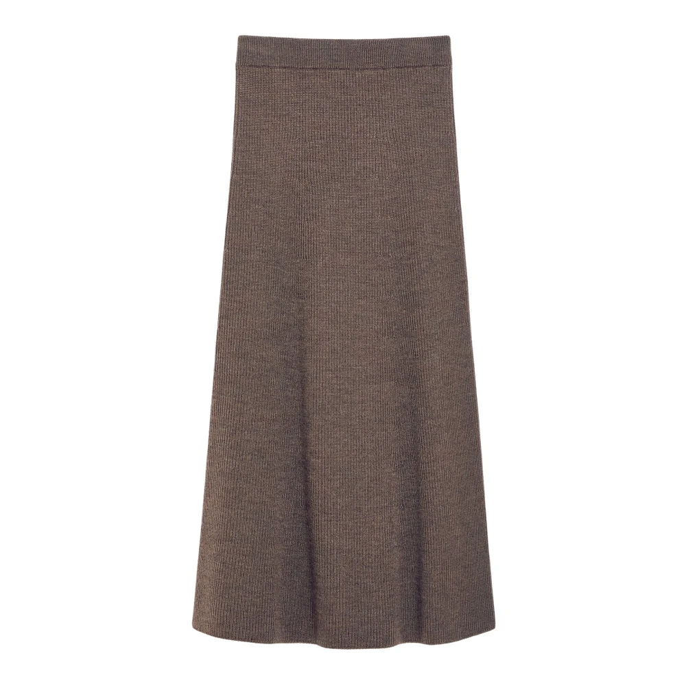 Max Mara Grijsbruine Wollen Gebreide Rok Brown Dames