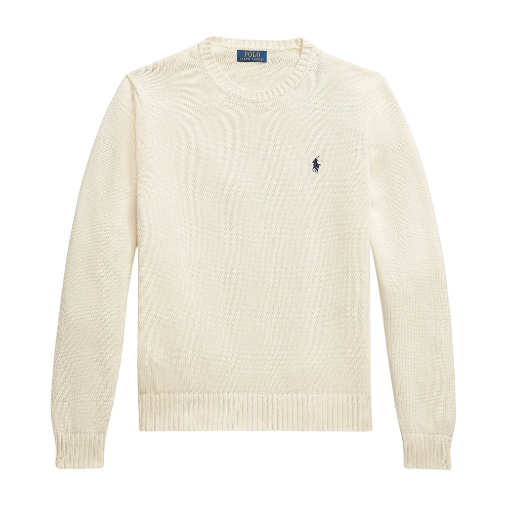Polo Ralph Lauren Uomo Beige Maglia In Cotone Girocollo