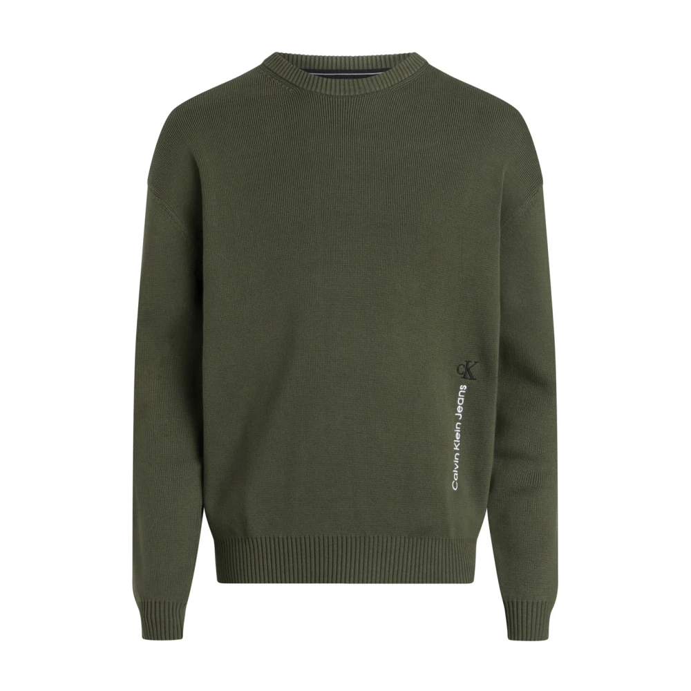 Calvin Klein Men's Green Vertical Institution Sweater In Thyme