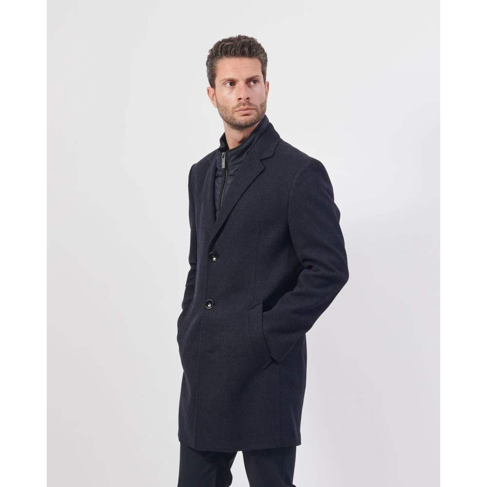 Bugatti Blauwe wollen jas met rits Blue Heren