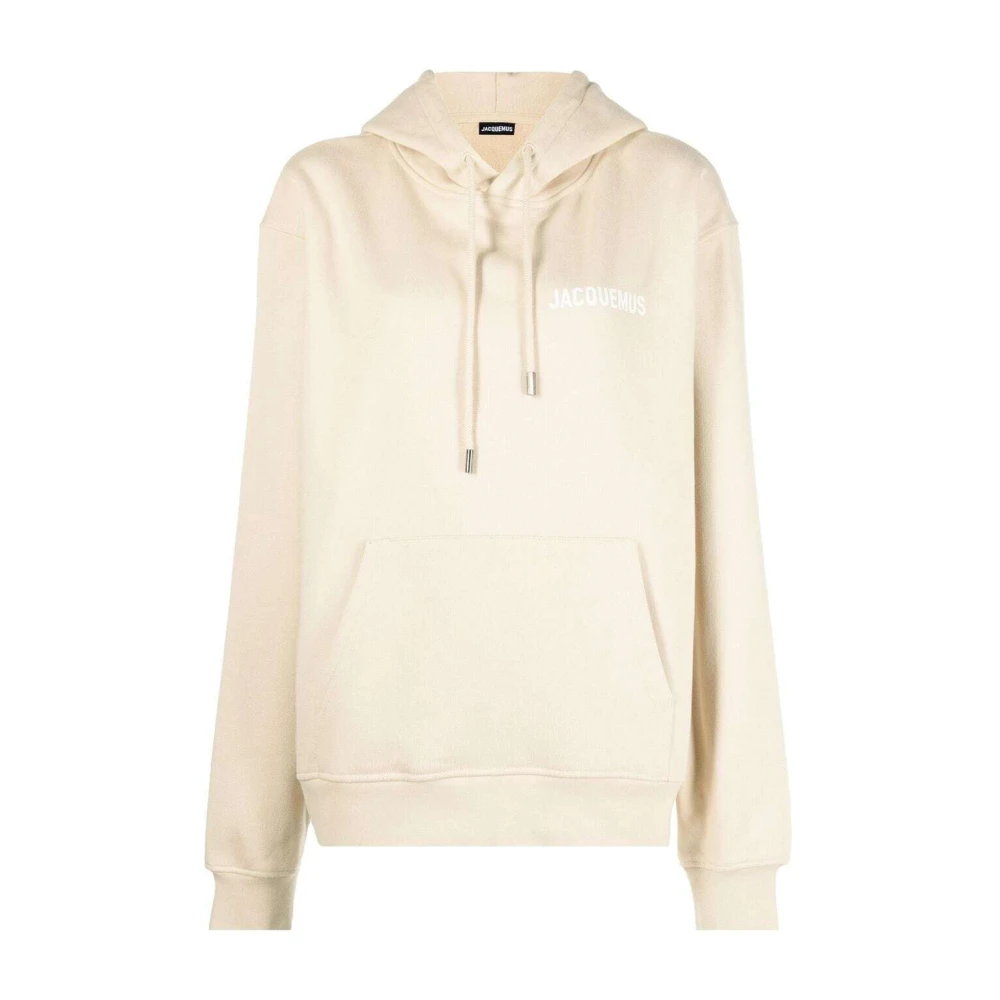 Jacquemus Logo Hoodie in Licht Beige Katoen Beige Heren