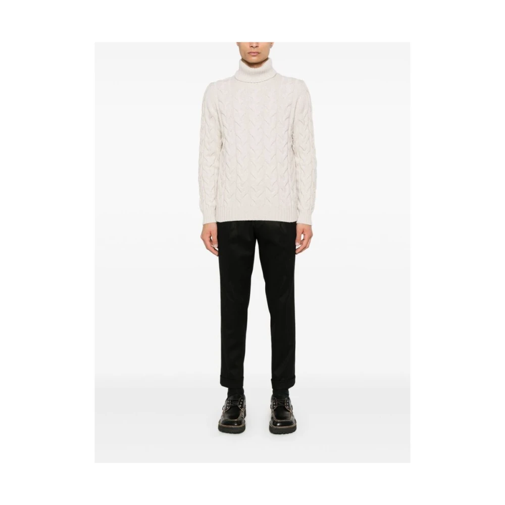 La Fileria Ecru Kabel Gebreide Rolnek Sweater White Heren