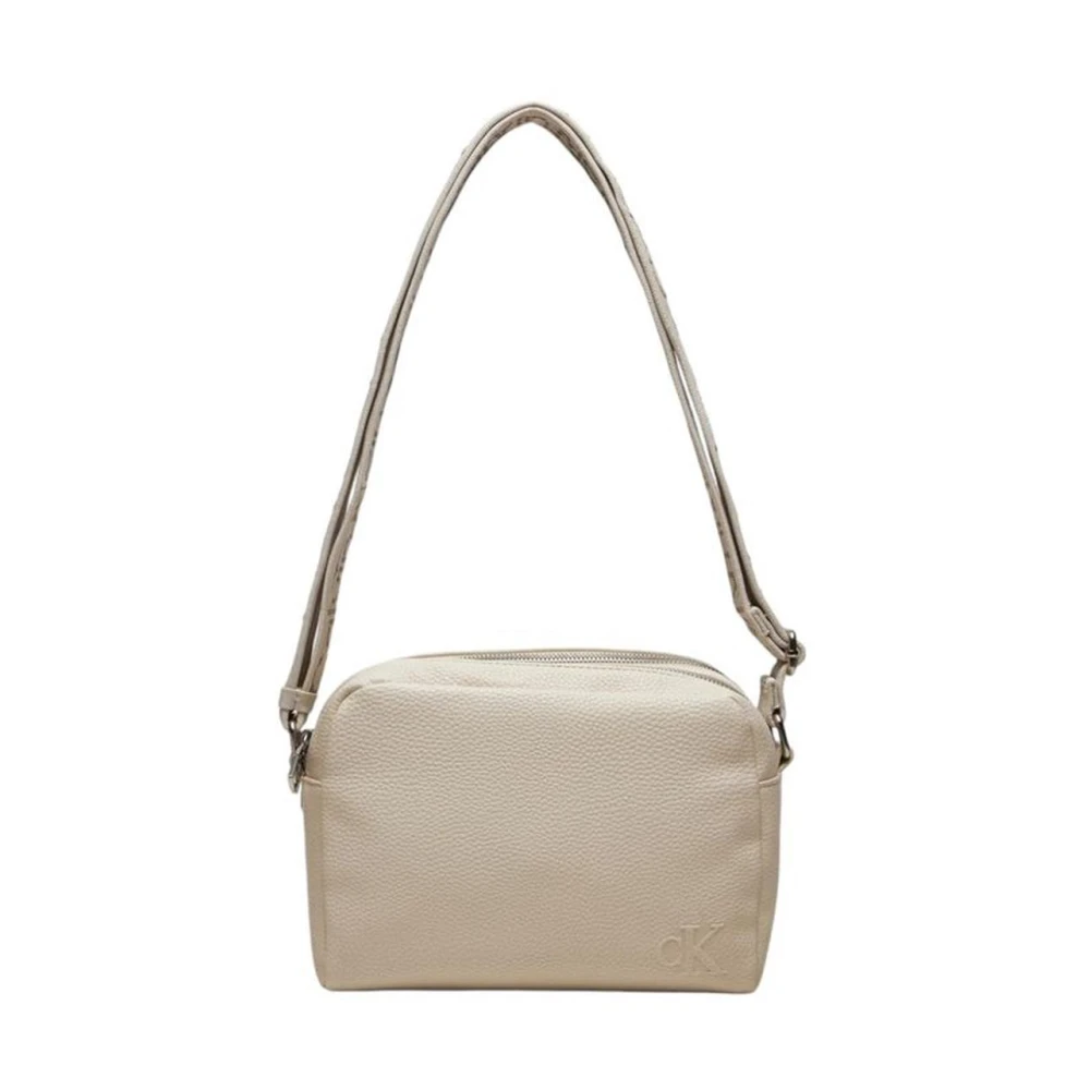 Calvin Klein Leren Dames Tas Herfst Winter Collectie Beige Dames